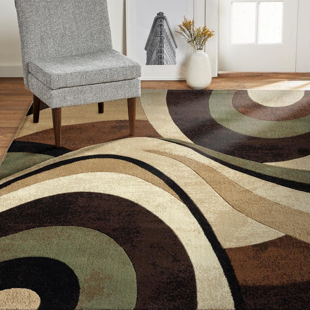 Home Dynamix Slade Contemporary Abstract Area Rug, Brown/Green, 39"x55"