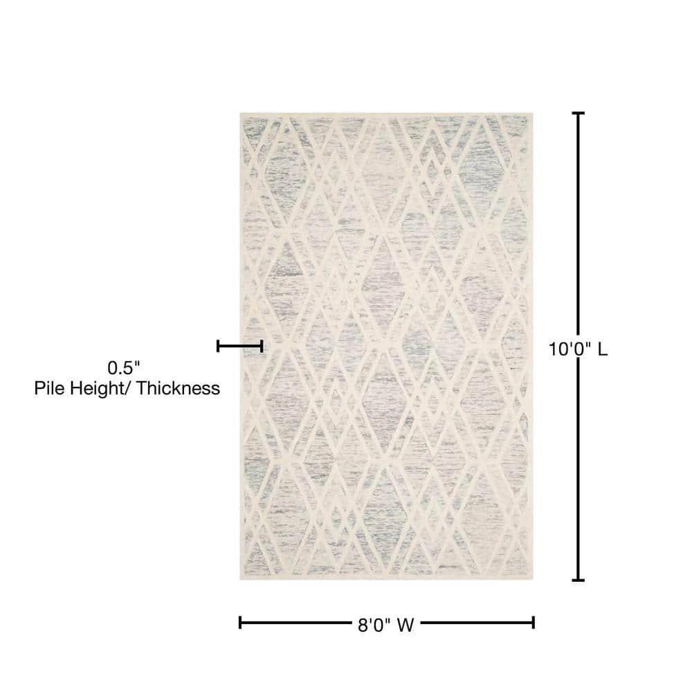SAFAVIEH Cambridge Rordan Geometric Wool Area Rug, Grey/Ivory, 8' x 10'