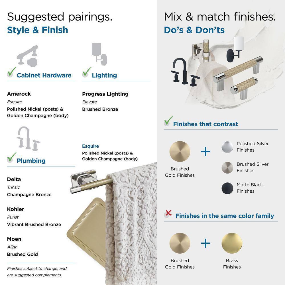 Amerock Esquire Polished Nickel/Golden Champagne 24 inch (610mm) Towel Bar