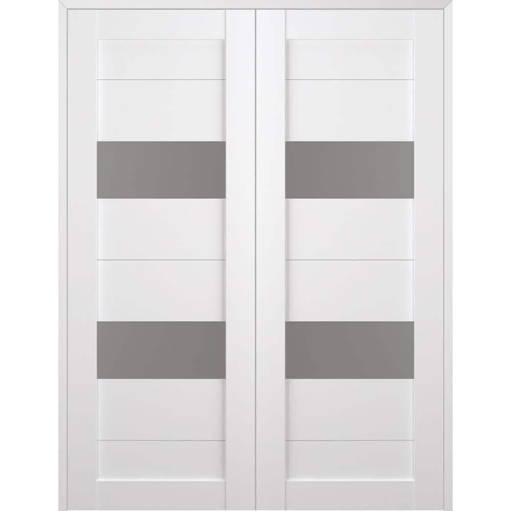 Belldinni Berta Solid Manufactured Wood and Glass Paneled Prefinished Standard Double Door