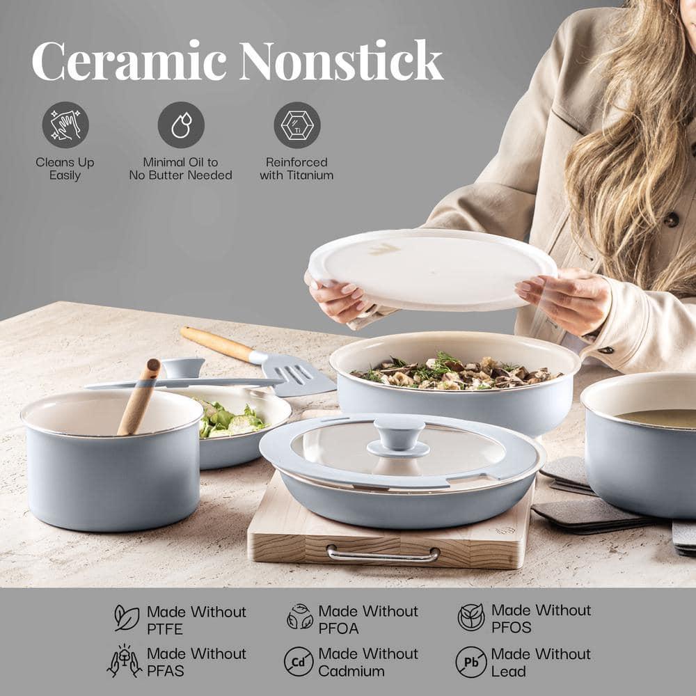 Gotham Steel Gotham Steel 18 Piece Detachable Handle Ceramic Nonstick Cookware Set