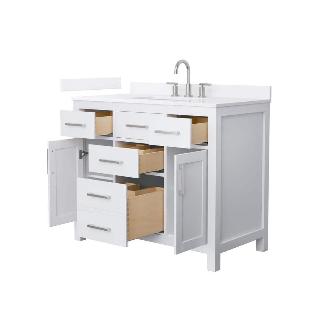 Wyndham Collection Beckett 42" Freestanding Single Bathroom Vanity with Quartz Top