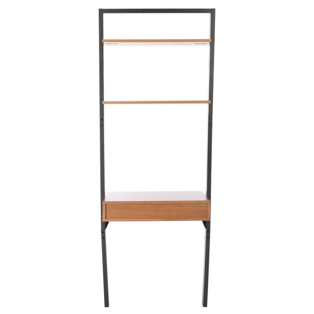 Kamy 2 Shelf Leaning Desk - Natural / Charcoal - Safavieh