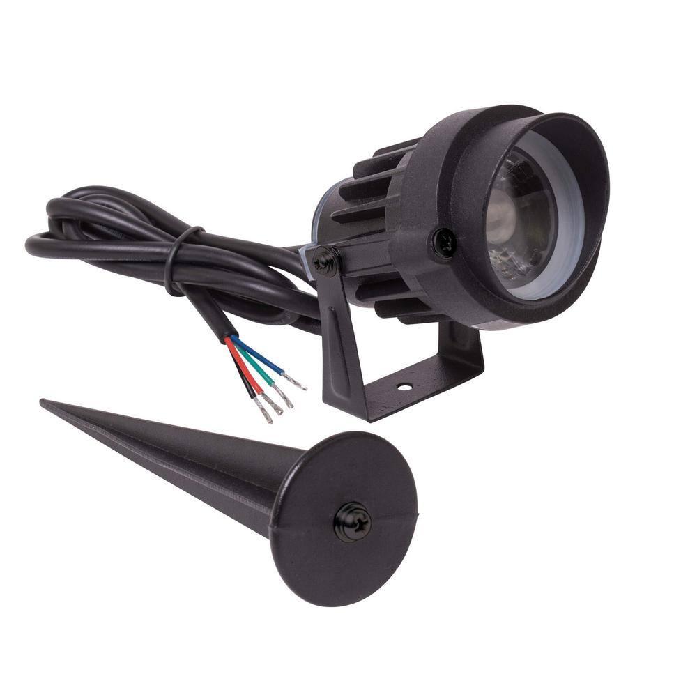Low Voltage 10-Watt Black Integrated LED RGB Custom Color Landscape Light