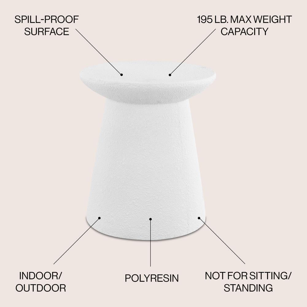 Hollie 18" Minimalist Modern Drum Accent Table Pedestal, White Frosted - JONATHAN Y