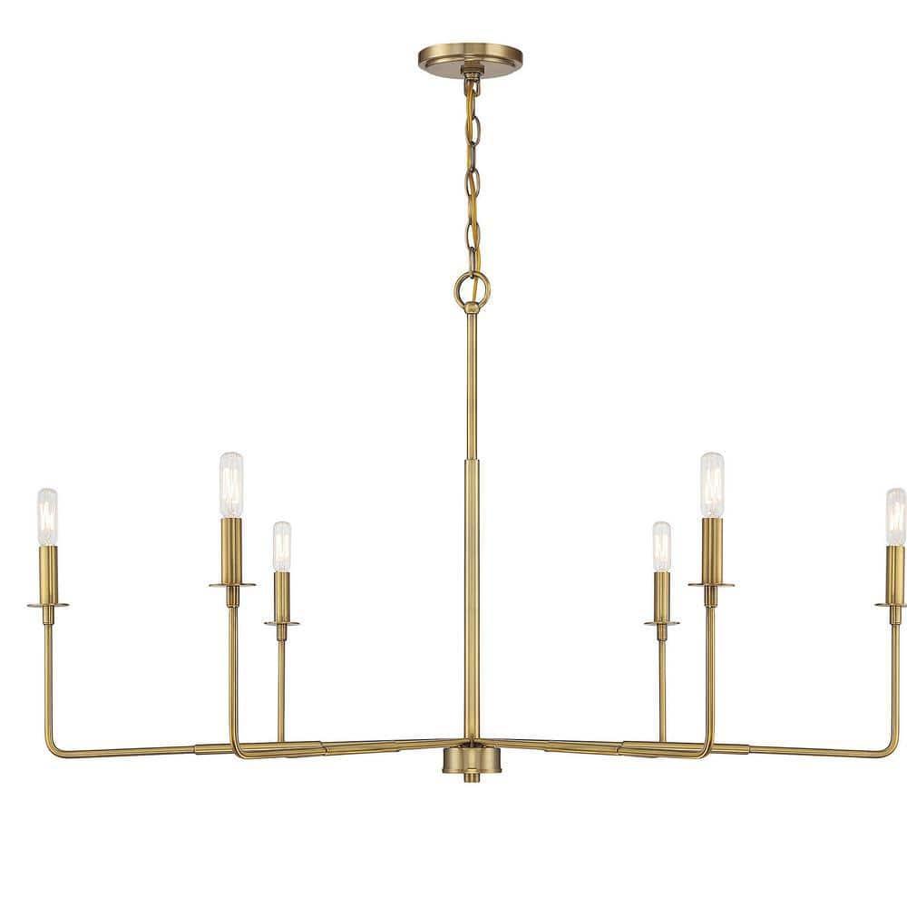 Savoy House Salerno 6 - Light Chandelier in  Warm Brass