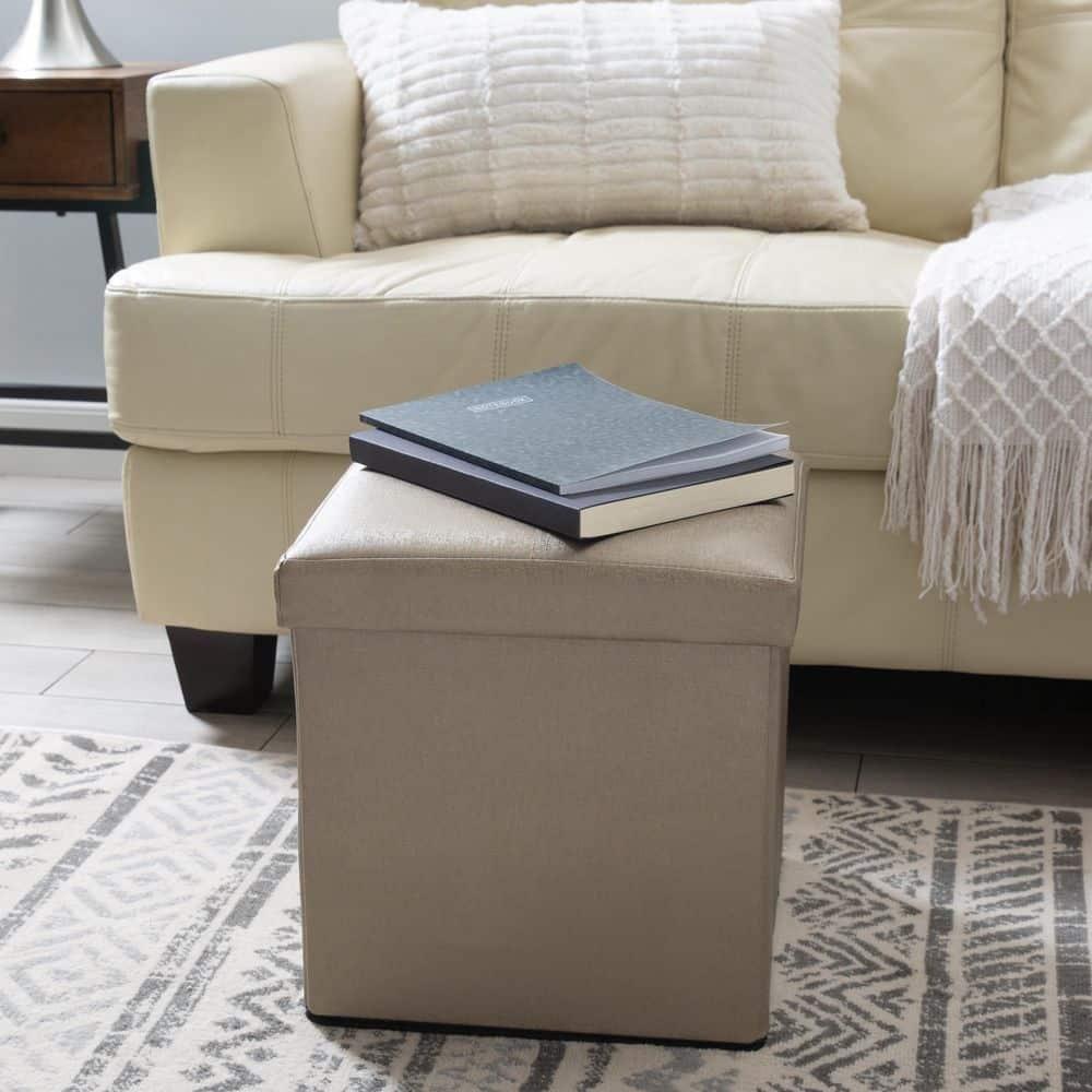 Simplify Luxora Faux Leather Ottoman