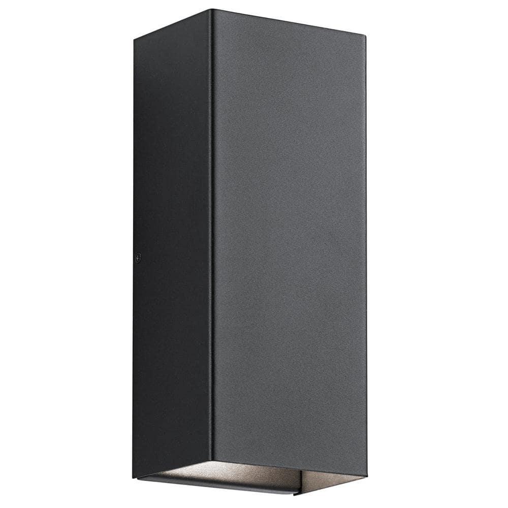 Walden 12 in. 1-Light Textured Black Outdoor Hardwired Wall Lantern Sconce with Integrated LED (1-Pack)