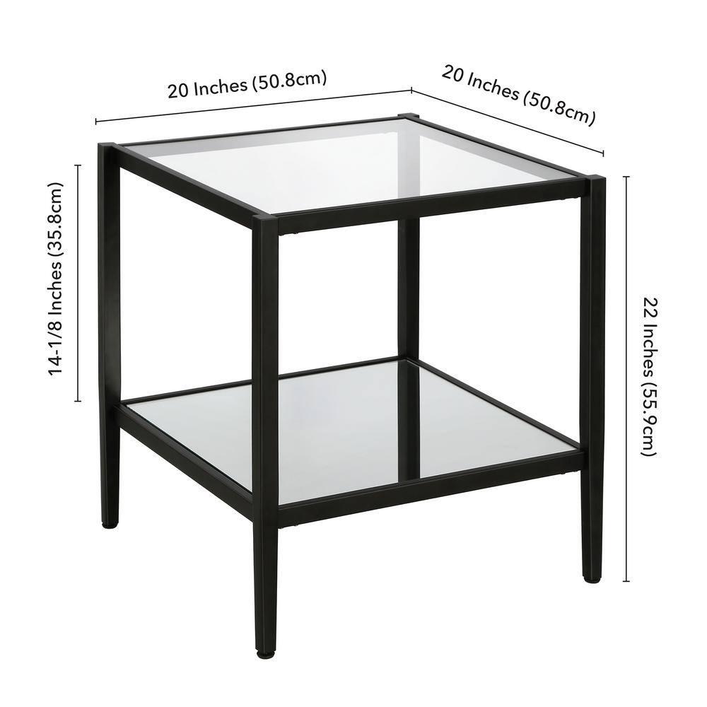 Evelyn&Zoe Hera 20" Wide Square Side Table with Mirror Shelf, Blackened Bronze