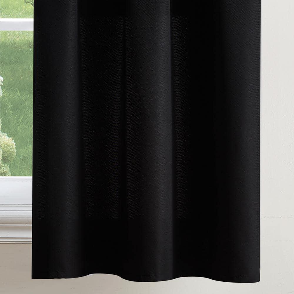 Black Polyester Light-Filtering Rod Pocket Kitchen Tier Curtains