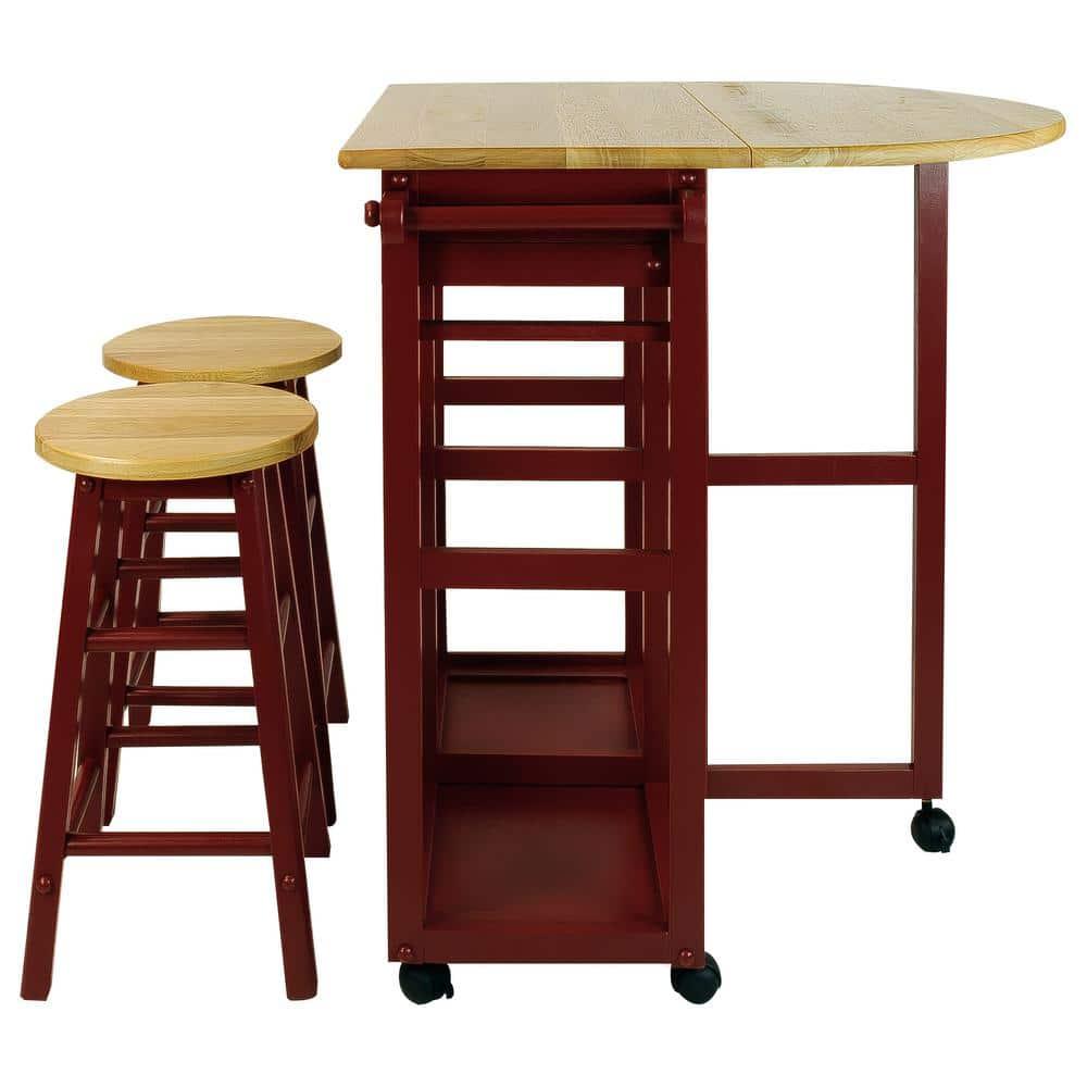 Casual Home Breakfast Cart with Drop-Leaf Table