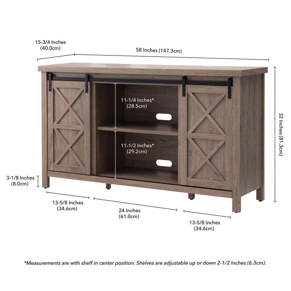 Evelyn&Zoe Elmwood Rectangular TV Stand for TV's up to 65", Antiqued Gray Oak