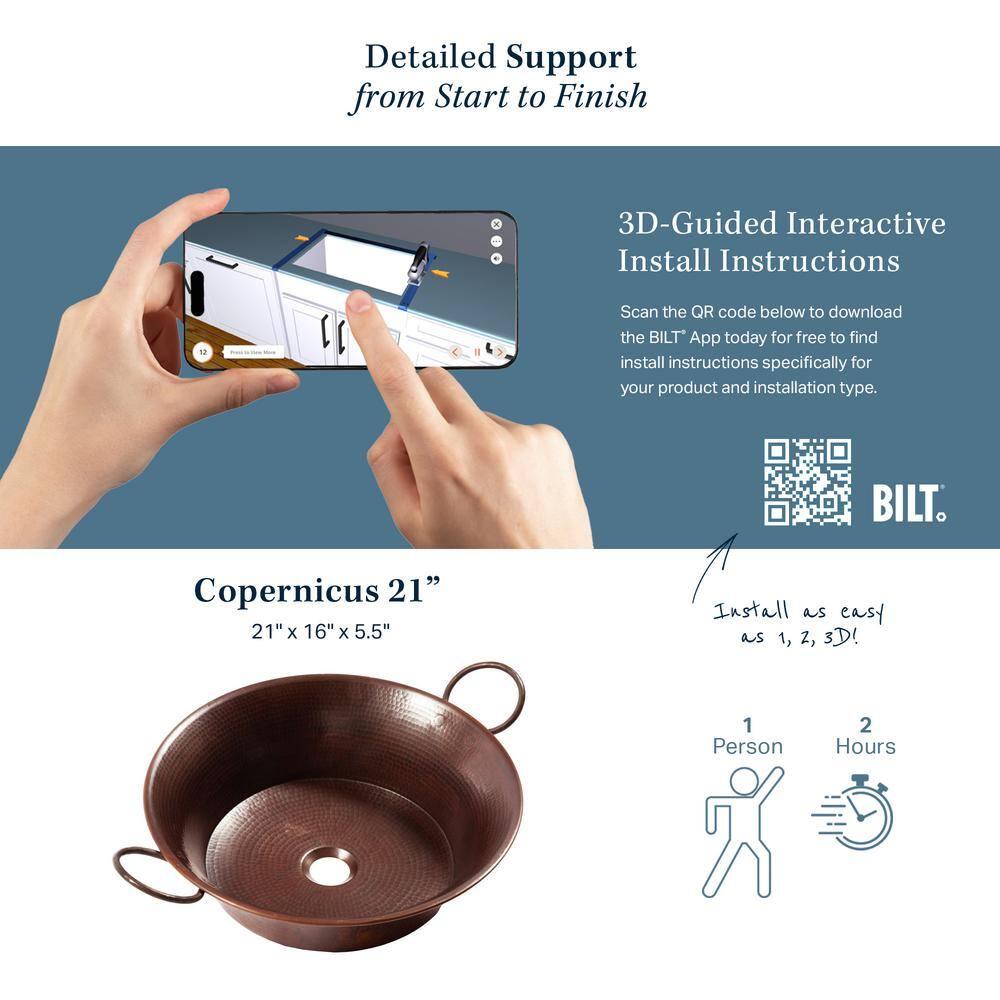 Copernicus 21" Vessel Bathroom Sink in Copper