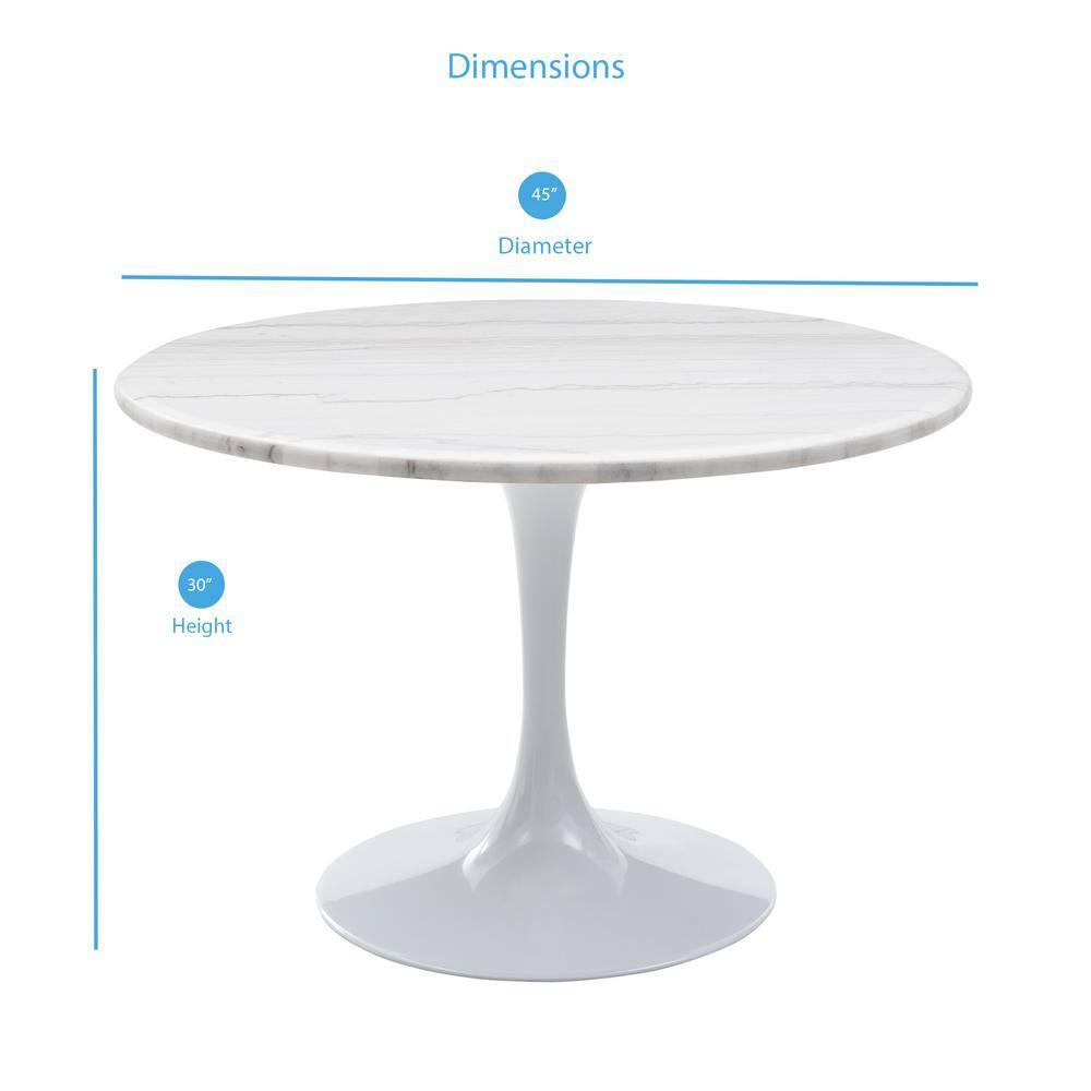 Steve Silver Colfax White Marquina Marble Dining Table