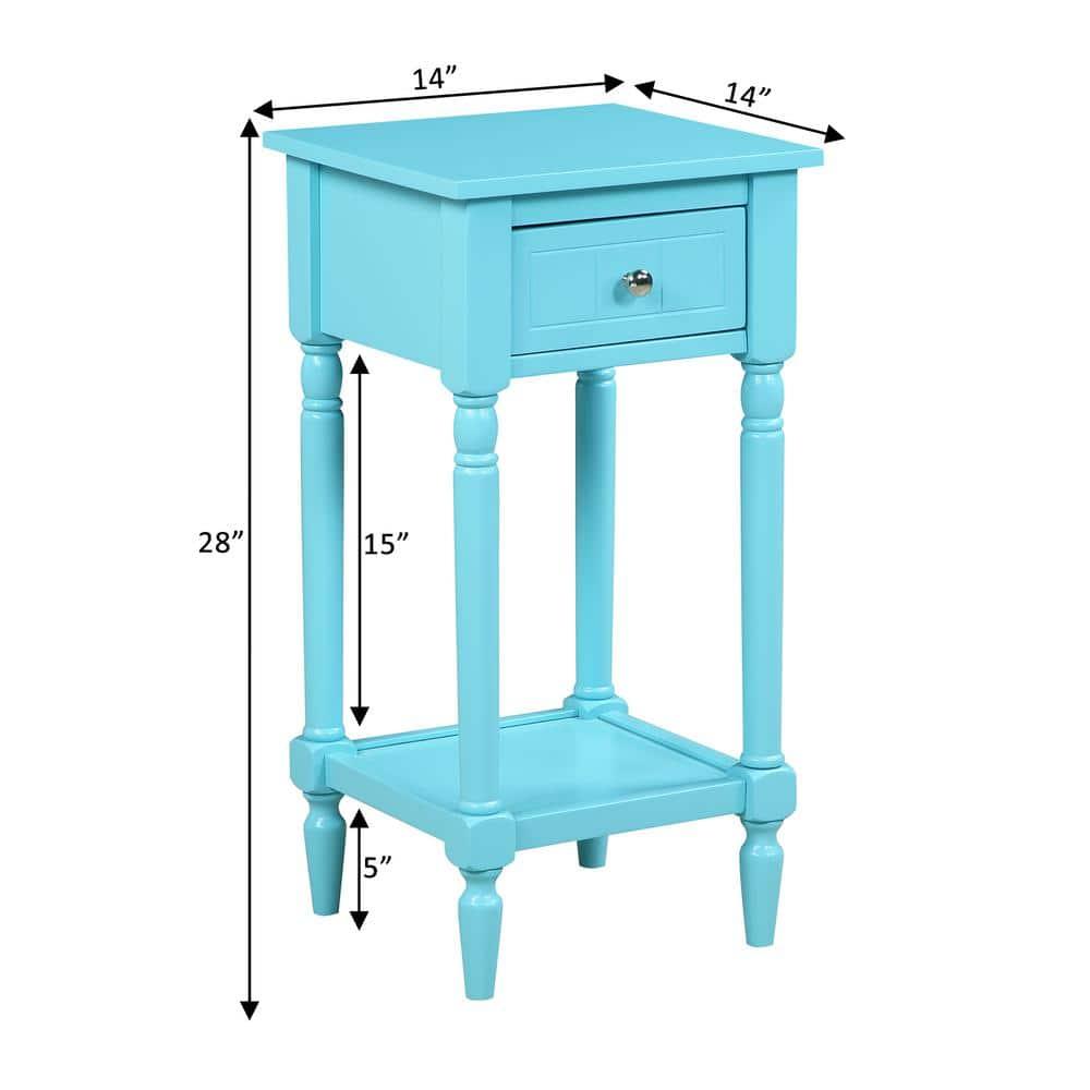 Convenience Concepts French Country Khloe 1 Drawer Accent Table with Shelf, Sky Blue