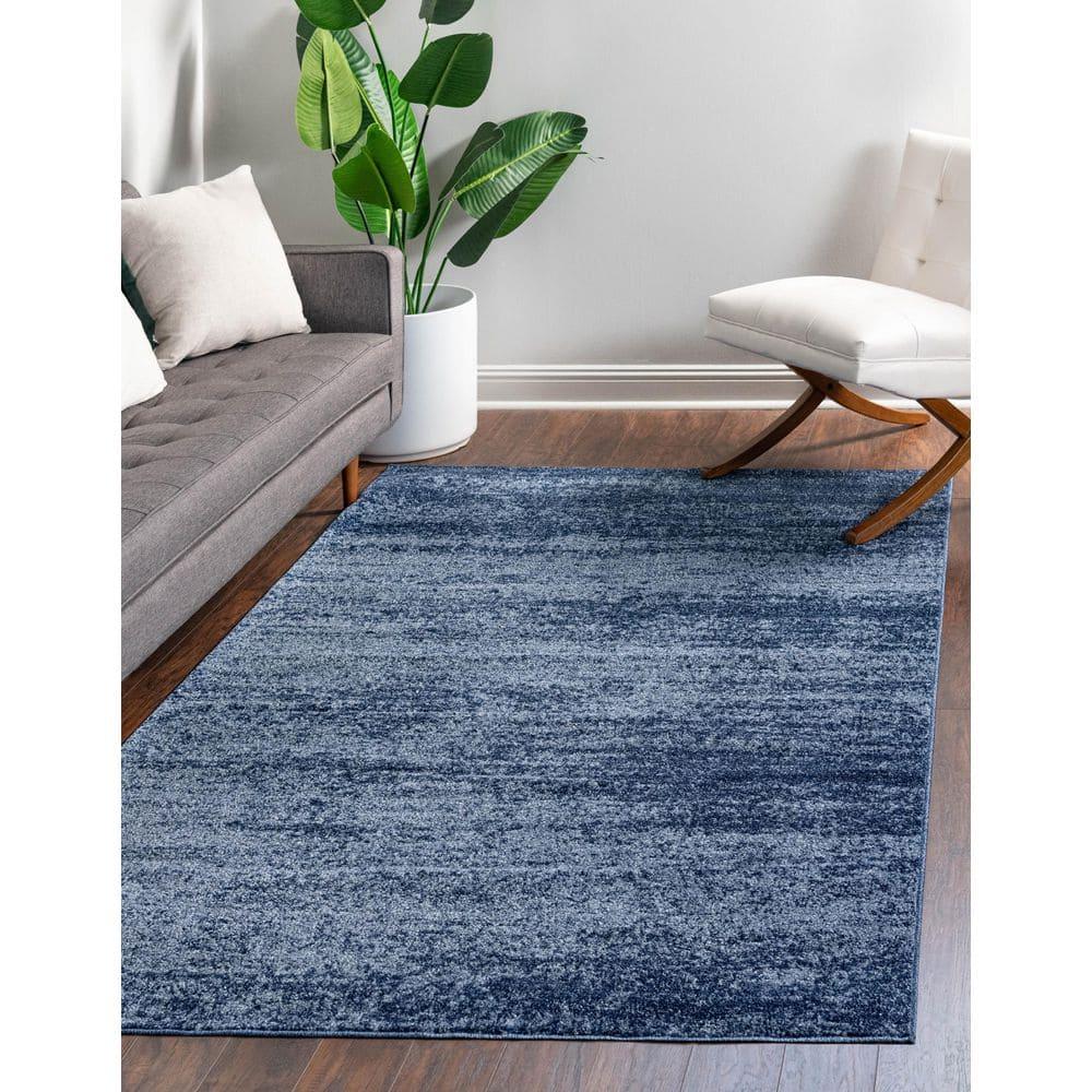 Unique Loom Del Mar Collection Area Rug - Lucille (7' 1" x 10' Rectangle Navy Blue/Ivory)