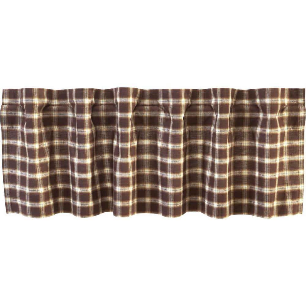 VHC Brands Rustic & Lodge Farmhouse Kitchen Window Curtains-Rory Valance, 16x60, Chocolate Brown