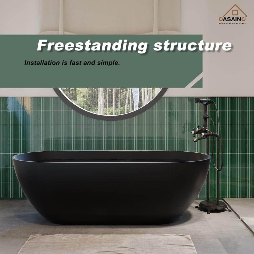 Broadway 59'' x 30'' Freestanding Soaking Solid Surface Bathtub