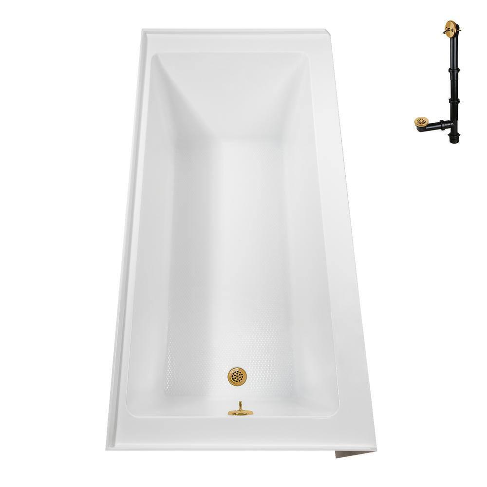 Streamline Bath Streamline 60 in. x 32 in. Acrylic Left-Hand Drain Alcove Bathtub in Glossy White With External Drain NAL-5560-BGL