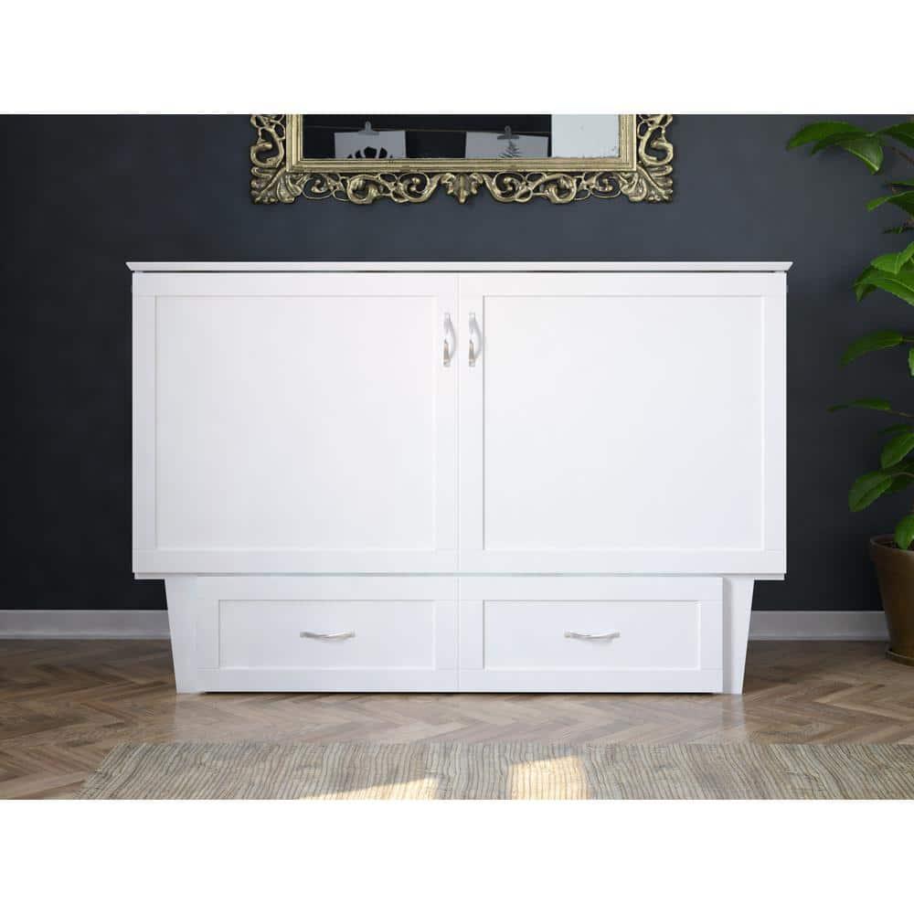 Queen Monroe Murphy Bed Chest with Memory Foam Mattress & USB Charger - AFI