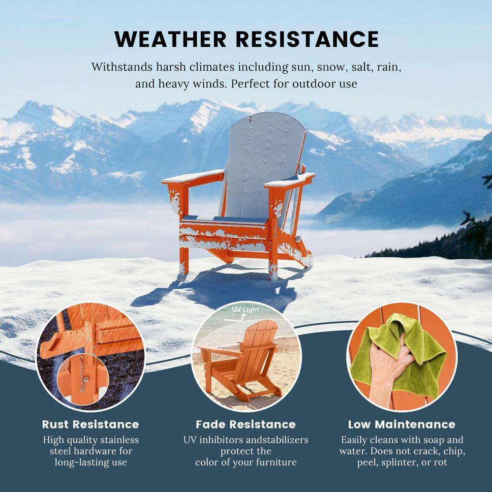 JUSTLET Outdoor Patio Chair, HDPE Folding Adirondack Chair Set of 2, Orange