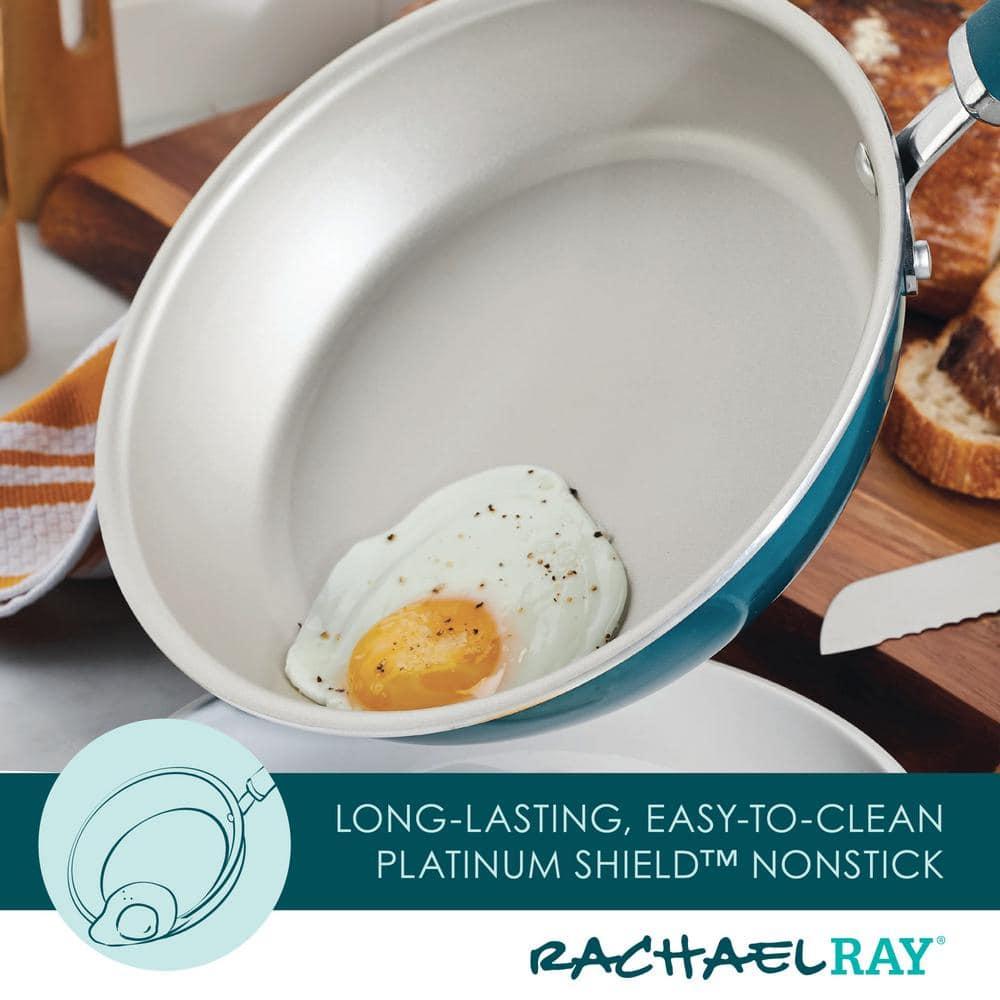 Rachael Ray Create Delicious 9.5" Aluminum Nonstick Deep Skillet with Lid Teal