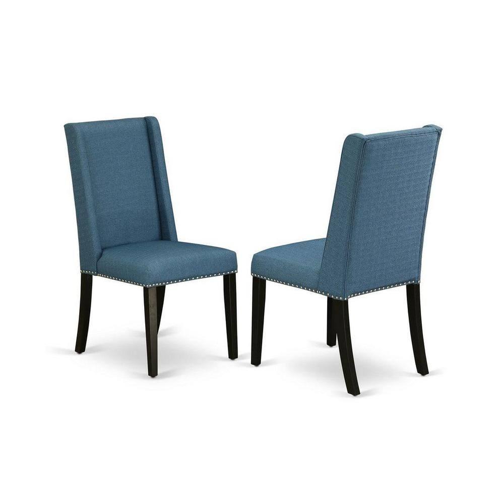 East West Furniture Antique 5-piece Wood Dining Set in Black/Mineral Blue