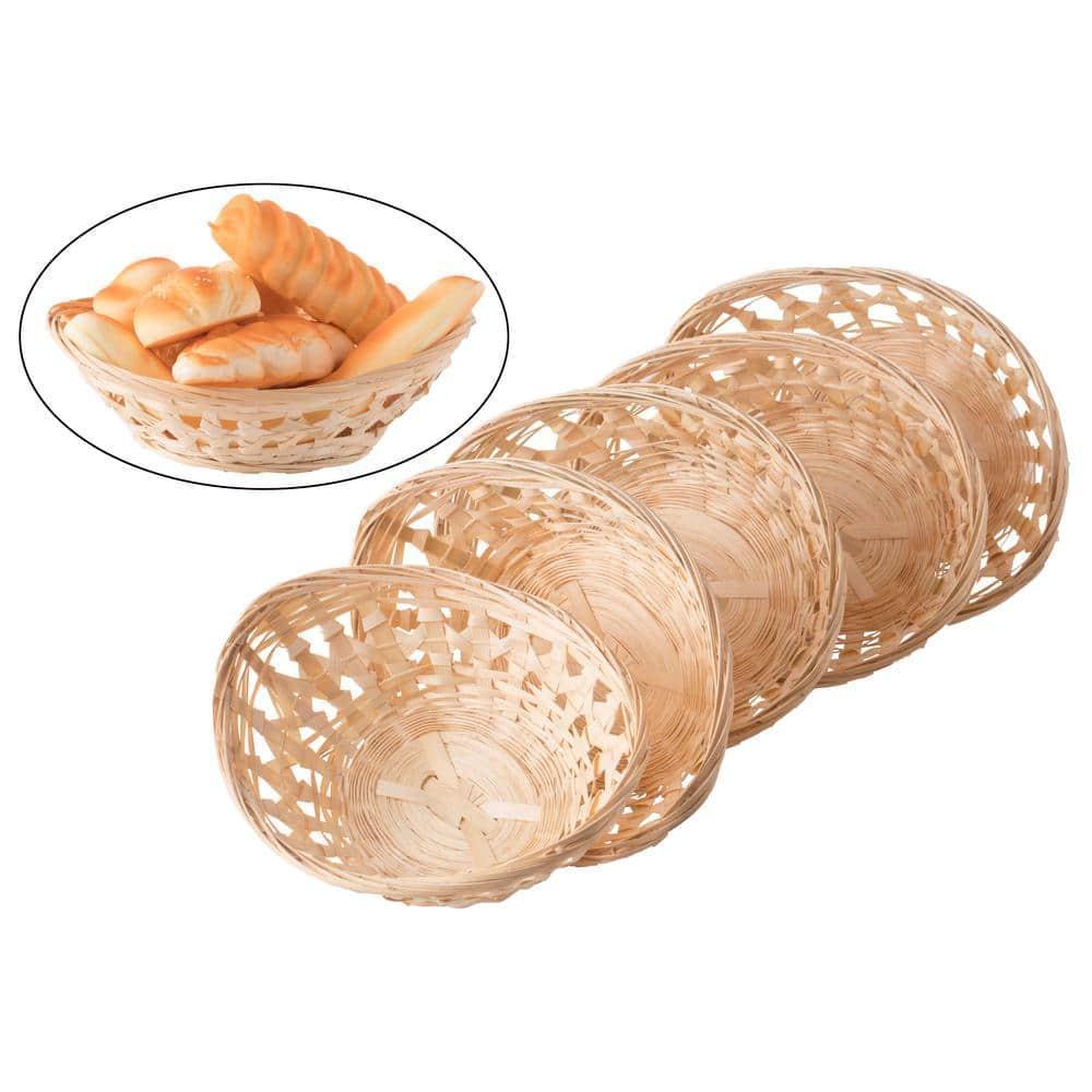 Vintiquewise Set of 5 Natural Bamboo Oval Storage Bread Basket Storage Display Trays