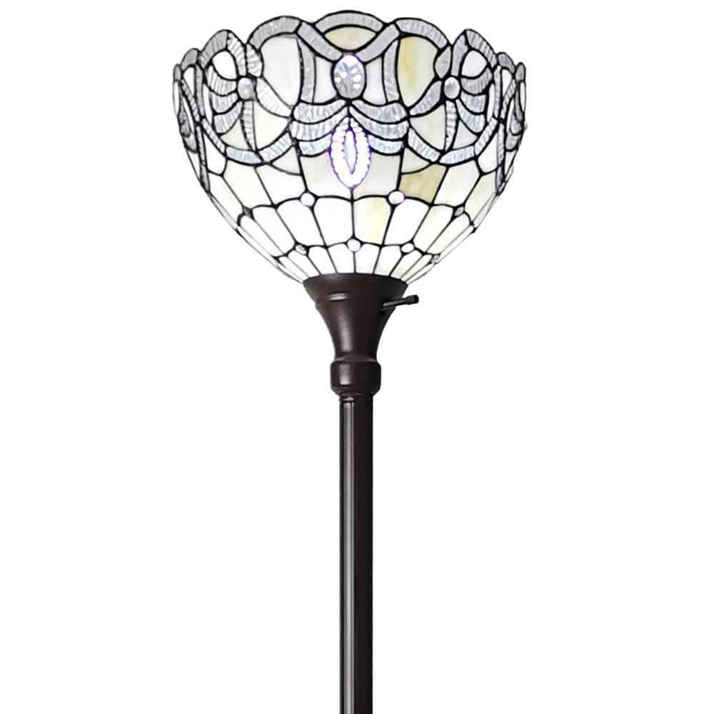 Tiffany Style Vintage Torchiere Floor Lamp - 72" Tall