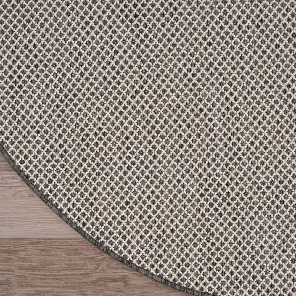 Nourison 4' x 4' Courtyard Modern Easy Care Flatweave Indoor Outdoor Round Rug Ivory/Charcoal