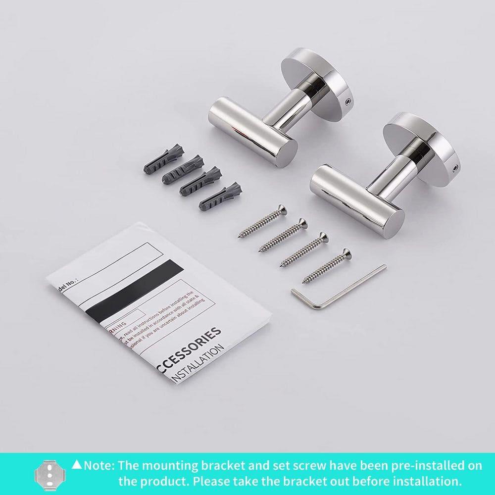 Bathroom Stainless Steel Towel Hooks Wall Mounted 4-Pack