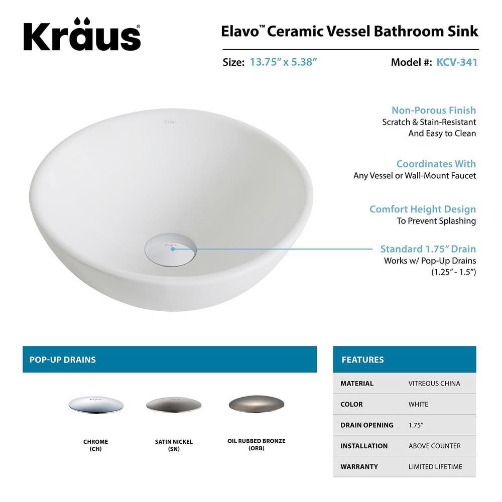 KRAUS Elavo™ Thin Ceramics Vessel Bathroom Sink