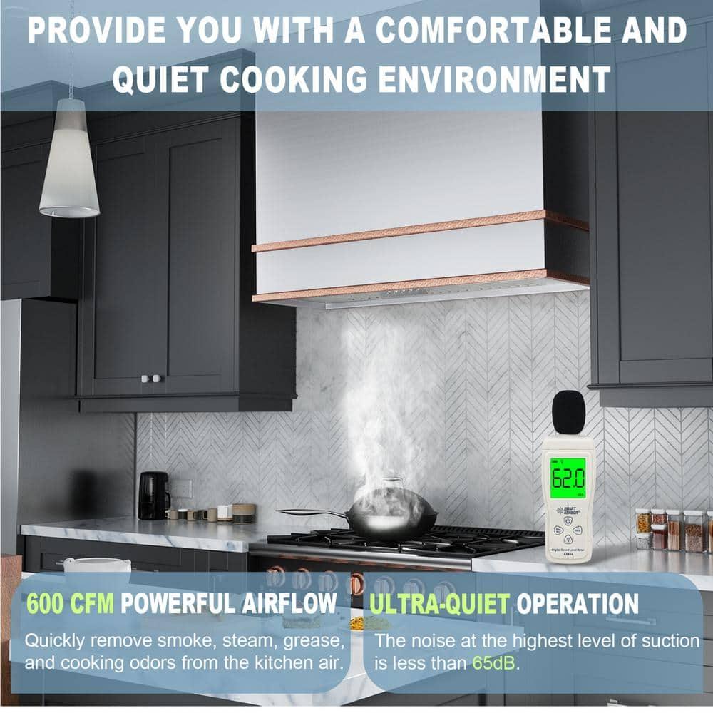 Akicon 36" Stainless Steel 600 CFM Ducted (Vented) Wall Mounted Required Range Hood