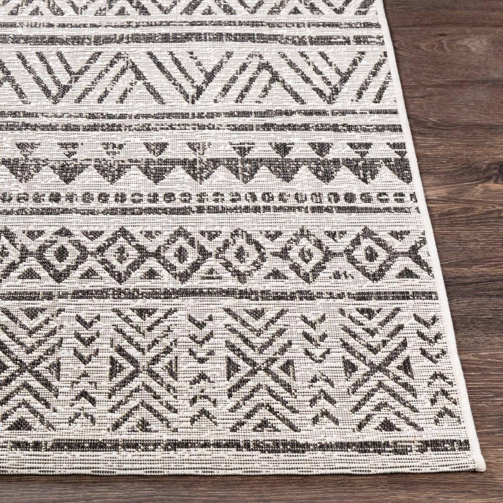 Livabliss Eagean Global Indoor/Outdoor Area Rug,5'3" x 7'7",Charcoal