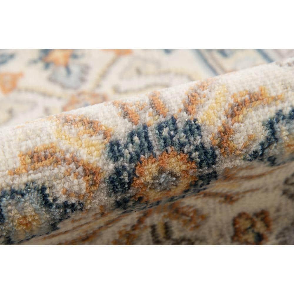 Bohemian 9x12 Area Rug Beige Polypropylene Rectangle Low Pile Bordered Pattern Rugs for Living Room Dining Room Bedroom