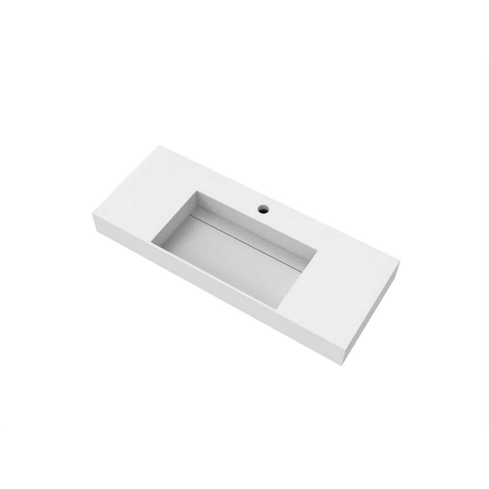 Juniper 48 inch Modern Rectangular Wall Mounted Bathroom Sink with Concealed Drain