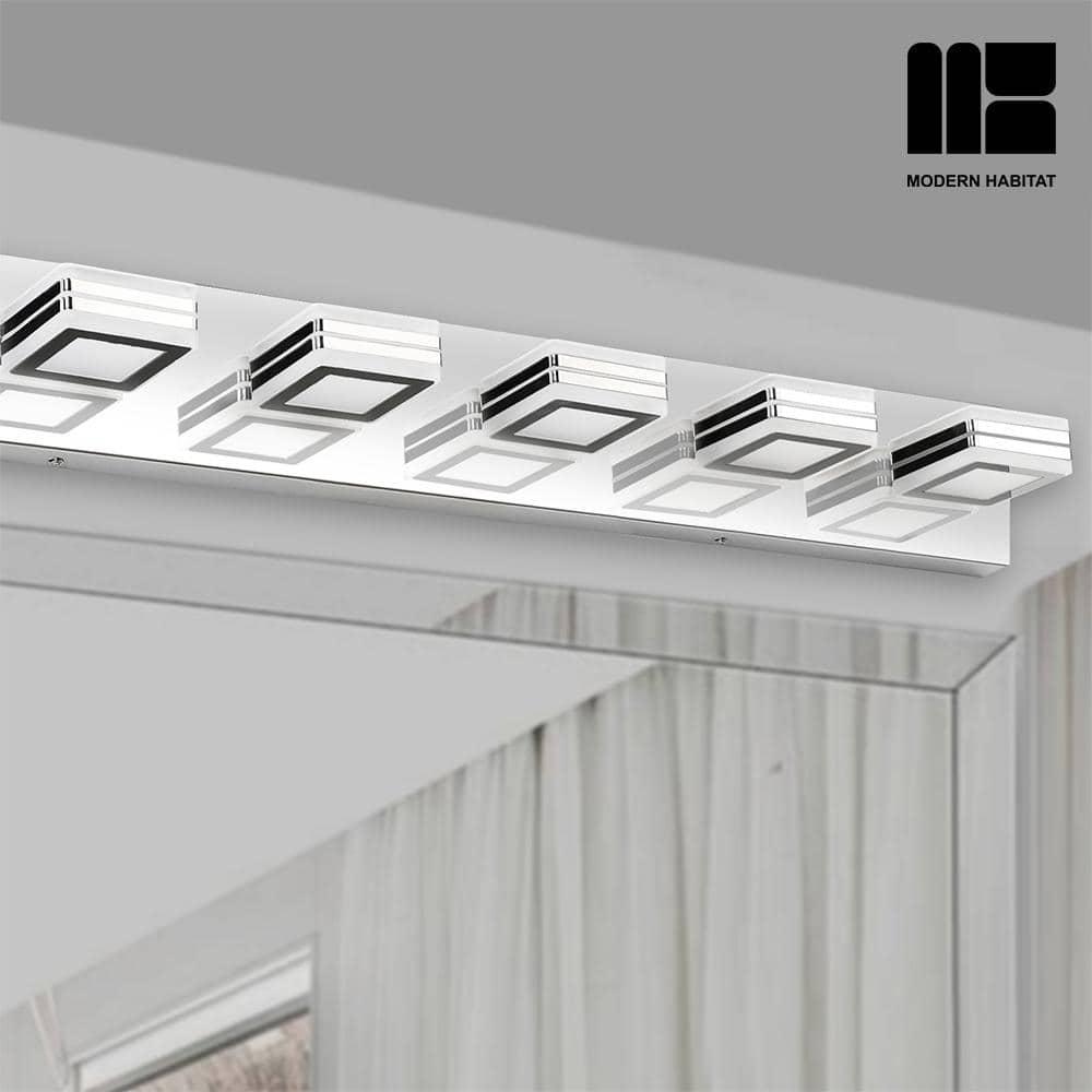 GlamourGaze 39 in. 6-Light Chrome LED Vanity Light with Bathroom