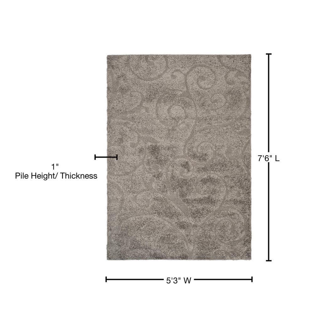 Florida Shag SG455 Power Loomed Indoor Area Rug - Grey - 5'3"x7'6" - Safavieh.
