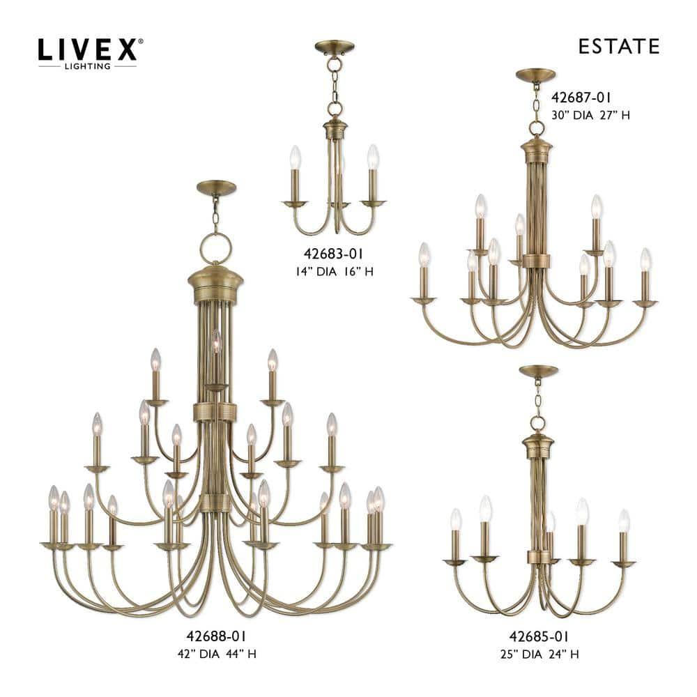 Livex Lighting Estate 5 - Light Chandelier in  Antique Brass