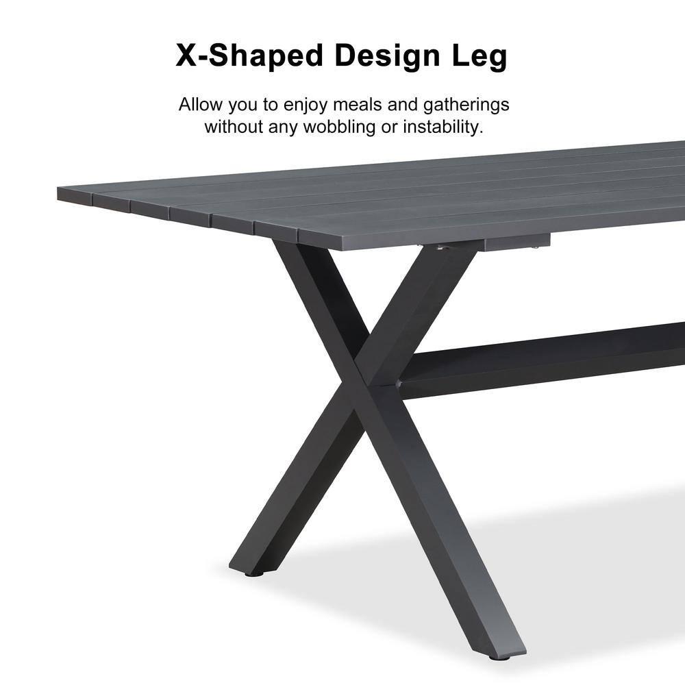 PURPLE LEAF 7 Pieces Outdoor Dining Set All-Weather PE Rattan Outdoor Patio Furniture Set with All Aluminum Frame Rectangular Table and Chairs Set for Lawn Garden Backyard Deck, Grey