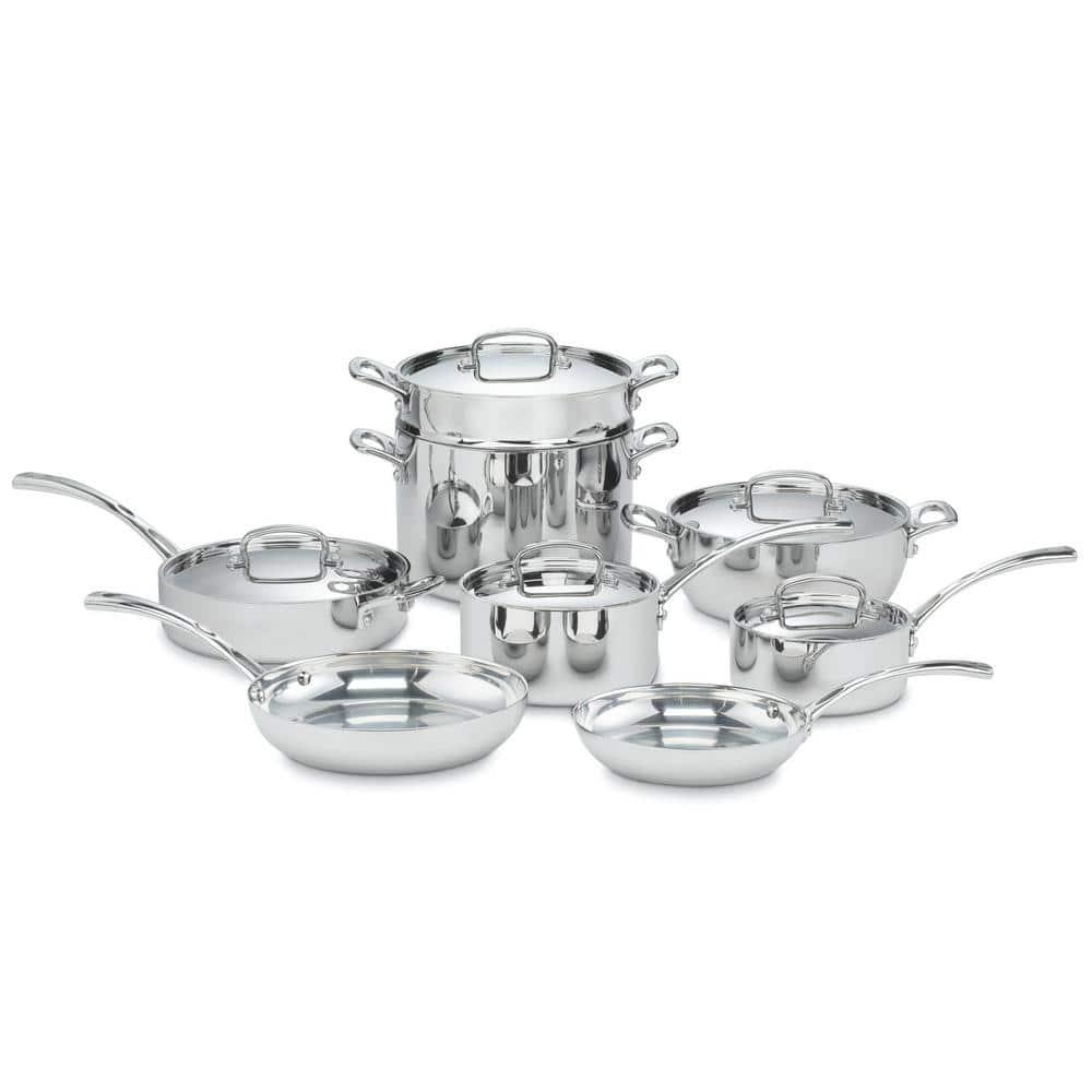 Cuisinart French Classic 13pc Stainless Steel Tri-Ply Cookware Set - FCT-13: Kitchen Pan Set, Gas & Electric Compatible