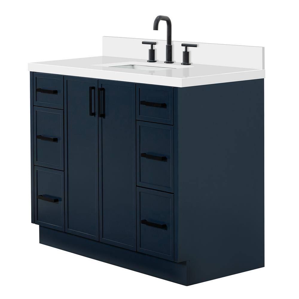 Ariel Kelly 43 Inch Single Rectangular Sink Bathroom Vanity With Quartz Countertop