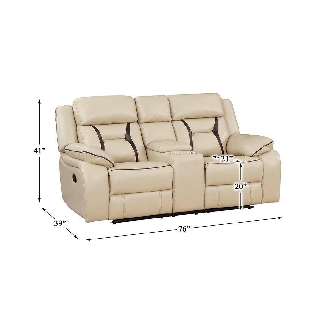 Lexicon Amite Sofá de Dos Plazas Reclinable Doble Tapizado en Piel Sintética en Beige