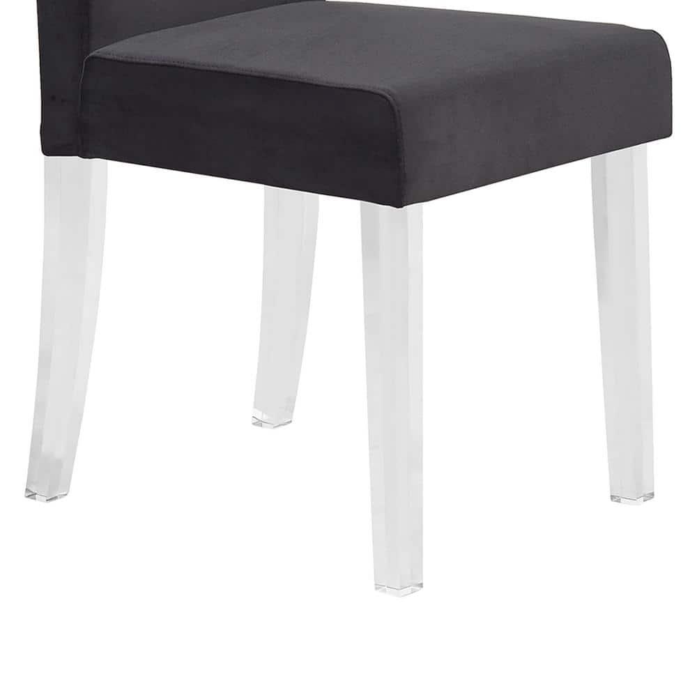 Dalia Modern and Contemporary Dining Chair in Velvet with Acrylic Legs (Set of 2)