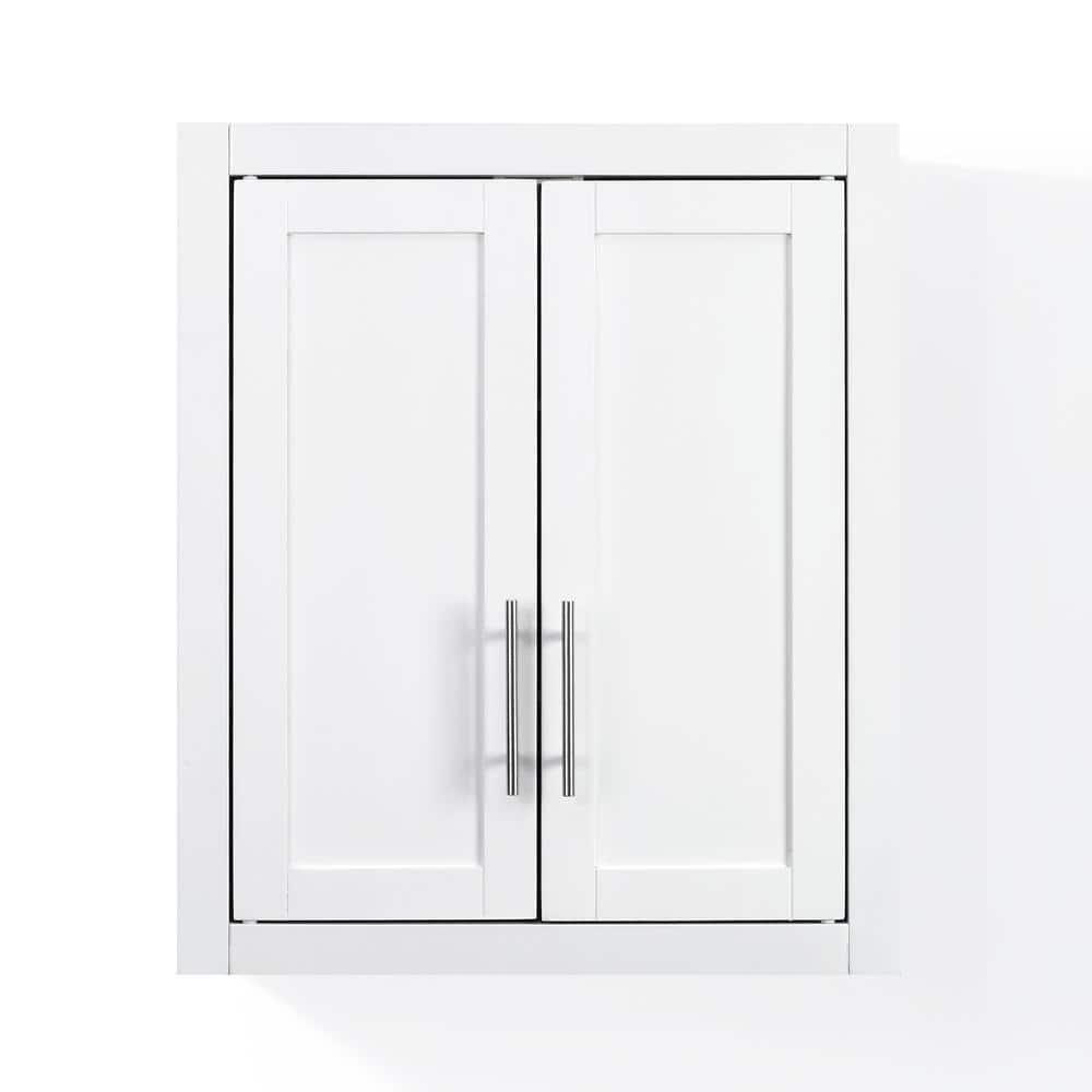 Savannah Wall Cabinet White - Crosley: Adjustable Shelves, MDF, Universal Storage, 22x26x8 inches