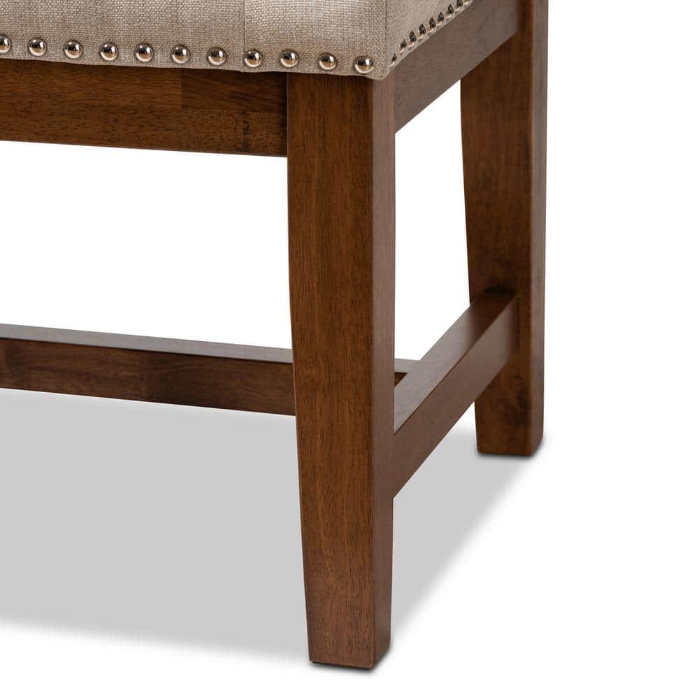 Baxton Studio Ainsley Bench Beige: Upholstered Ottoman, Mid-Century Modern, Hardwood Frame