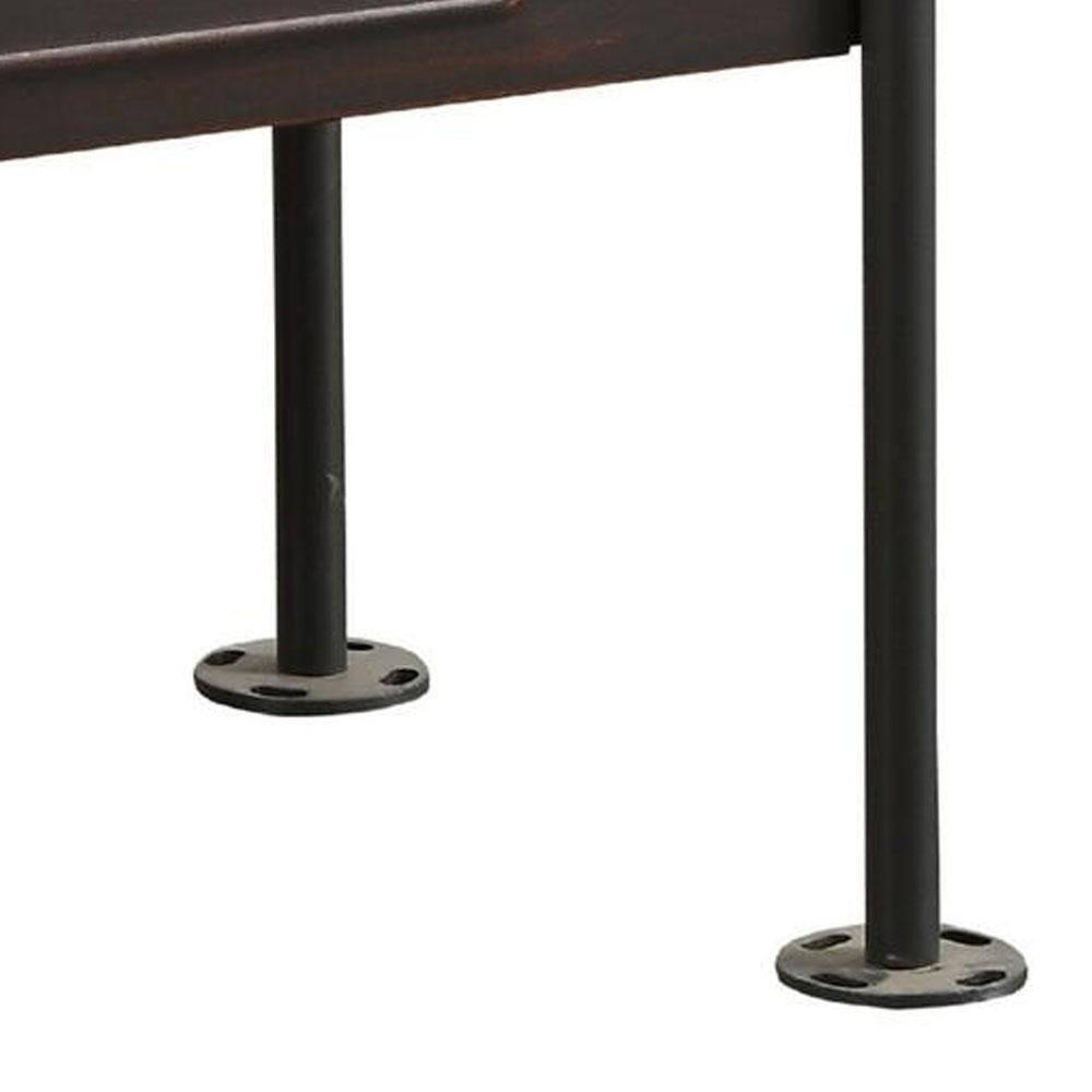 Industrial Pipe Detailed Nightstand With One Drawer And One Shelf, Antique Oak and Sandy Grey- Saltoro Sherpi