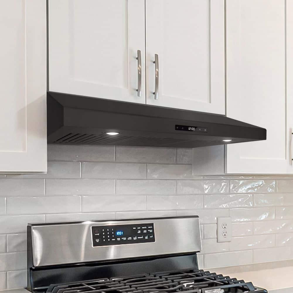 Cosmo 36 In. Haven Collection 500 Cfm Ducted Under Cabinet Range Hood, Touch Controls, Led Lights In Matte Black