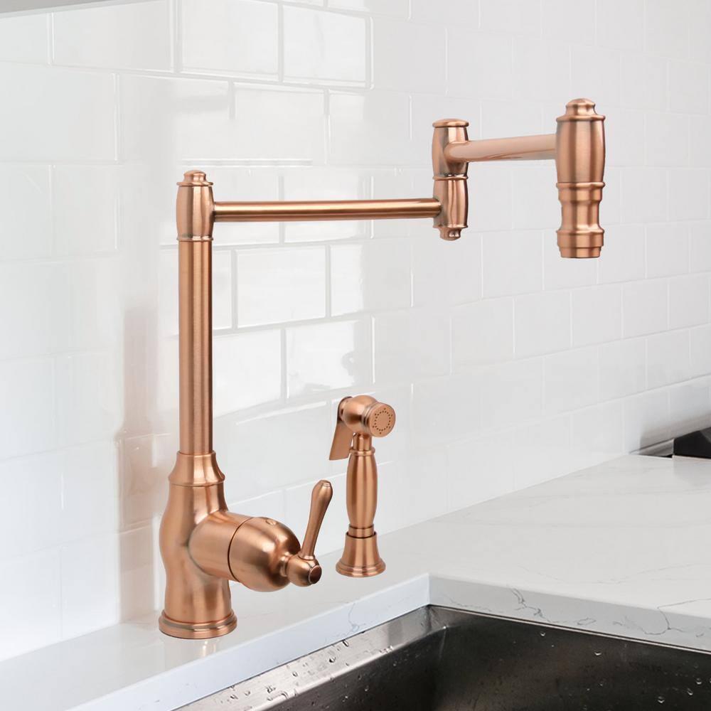 Akicon Copper Single Handle Deck-mount Pot Filler Kitchen Faucet ( Side Sprayer Included )