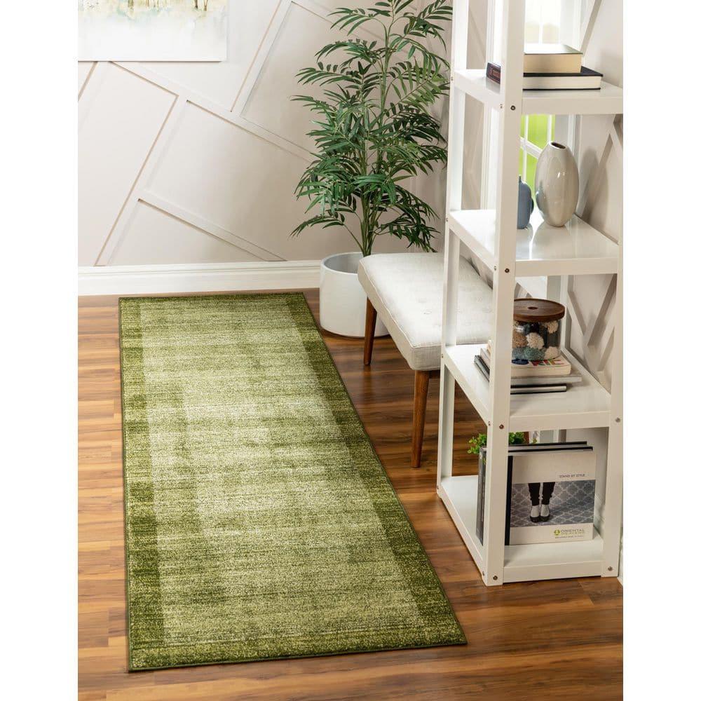 Unique Loom Abigail Del Mar Area Rug , 2'7"x10' Runner ,Light Green